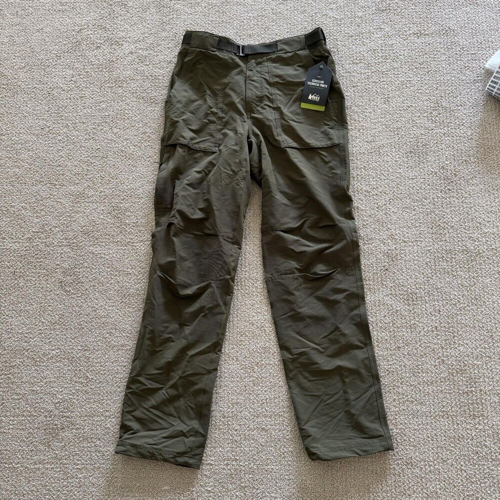 REI Co-op Screeline Pants Mens 32x32 Green Technical Hiking Stretch Travel NWT